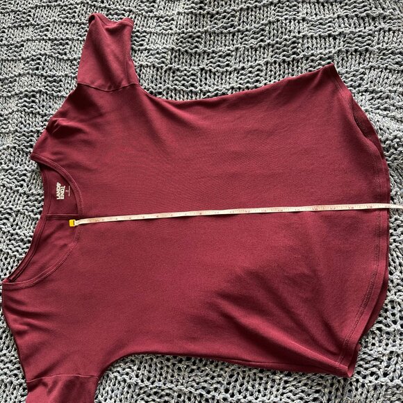 Lands' End Women's Top Burgundy Red Cotton Modal Elbow Sleeve Balletneck - Picture 7 of 8